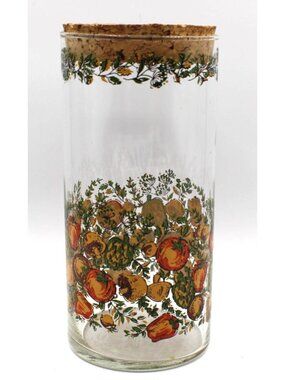 Pyrex Corning Ware Spice of Life Glass Jar Canister Cork Lid 7.5" Replacement